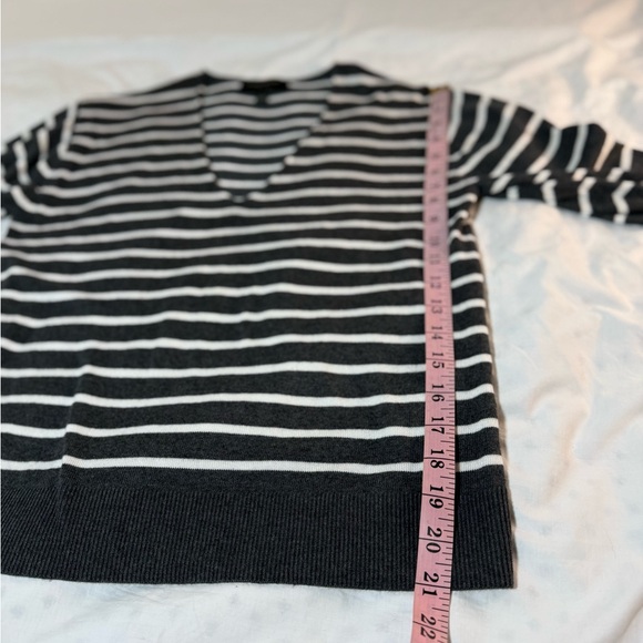 Banana Republic V-Neck Sweater - Dark Gray and White Stripes - Picture 5 of 7